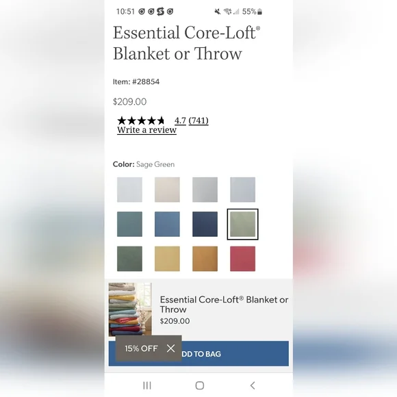 Garnet Hill Green Comforter Luxurious Bedding - Picture 6 of 7